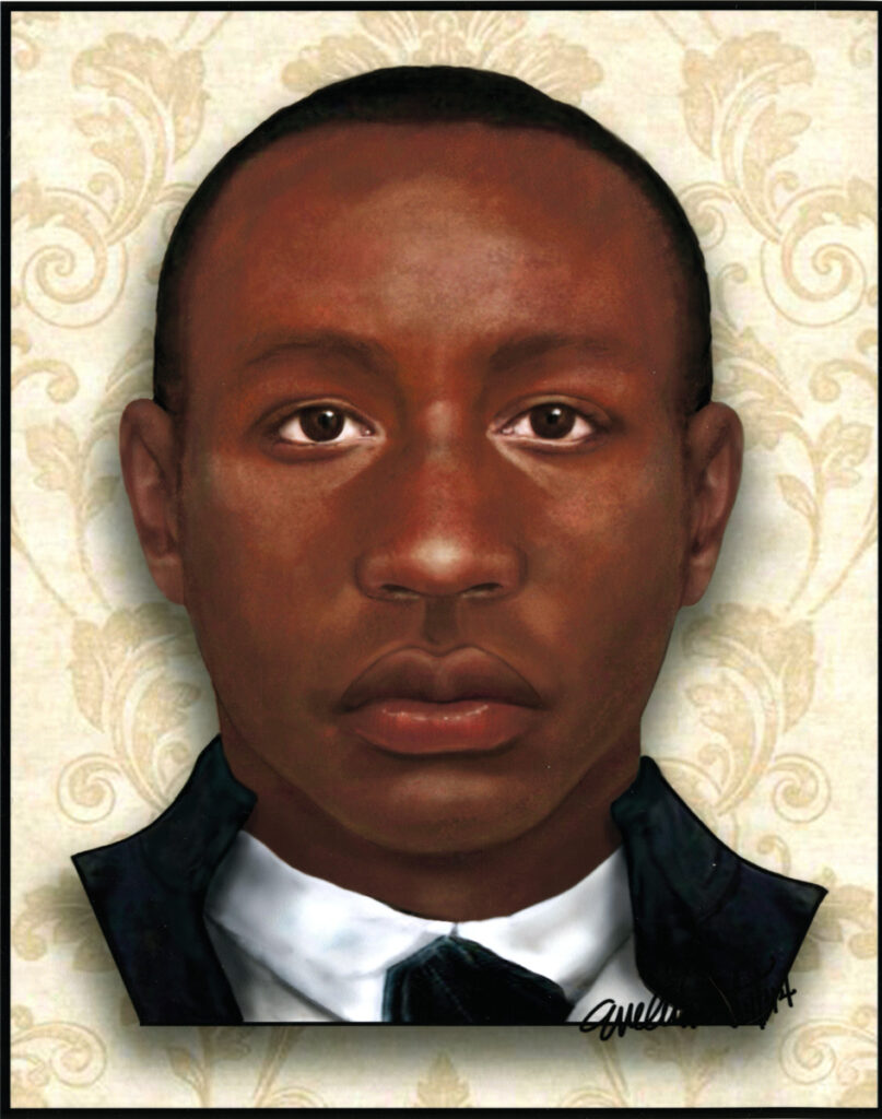 Facial reconstruction of man found at Burial Ground